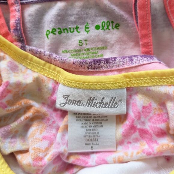Girls Summer Sundress Set Yellow Floral & Pink Purple Tie Dye size 5 - Picture 8 of 8